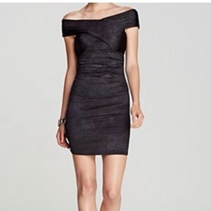 Guess Off The Shoulder Slinky Black Dress